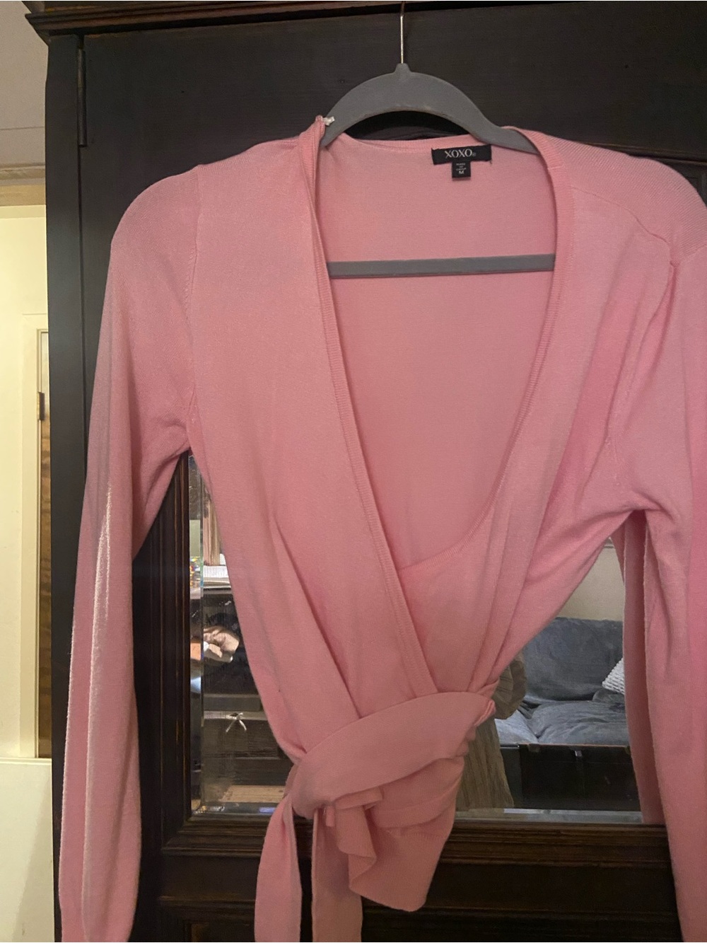 XOXO Blush Pink Wrap Front Knit Top
